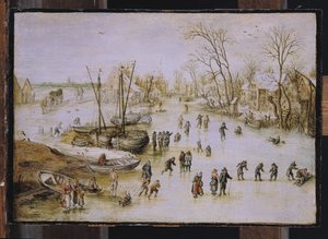 Patineurs sur le lac
